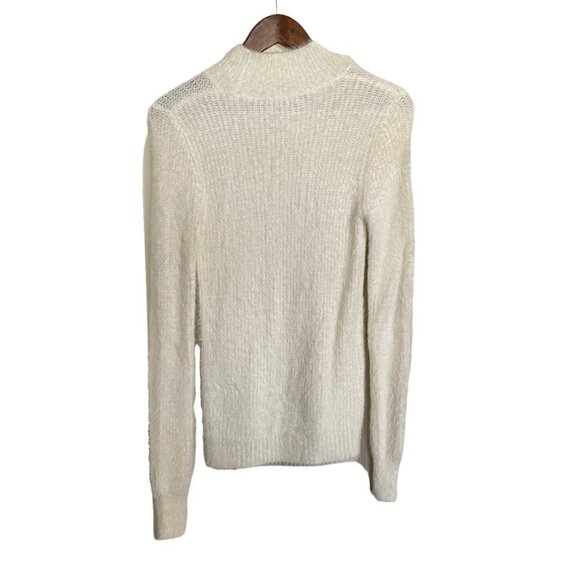 Marled Womens Ivory White Eyelash Fuzzy Soft Mockneck Long Sleeve Sweater Small - Picture 6 of 6